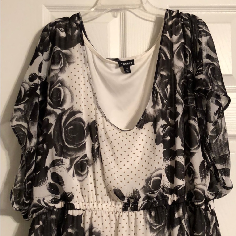 Black and white empire waist dress